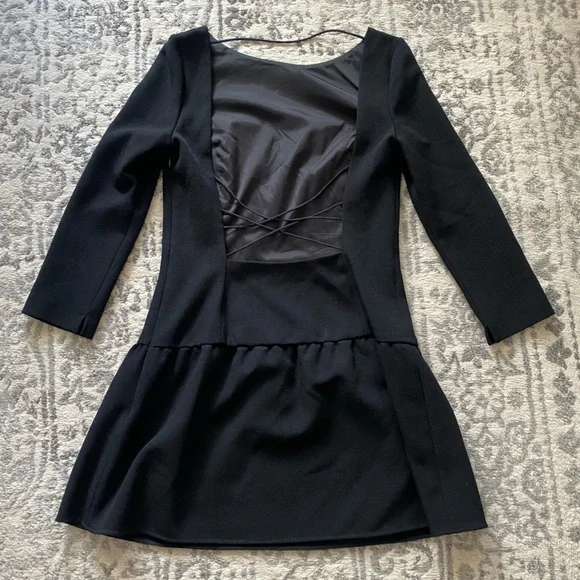 BA&SH Black Drop Waist Taxi Dress with Back Detail - Picture 6 of 7